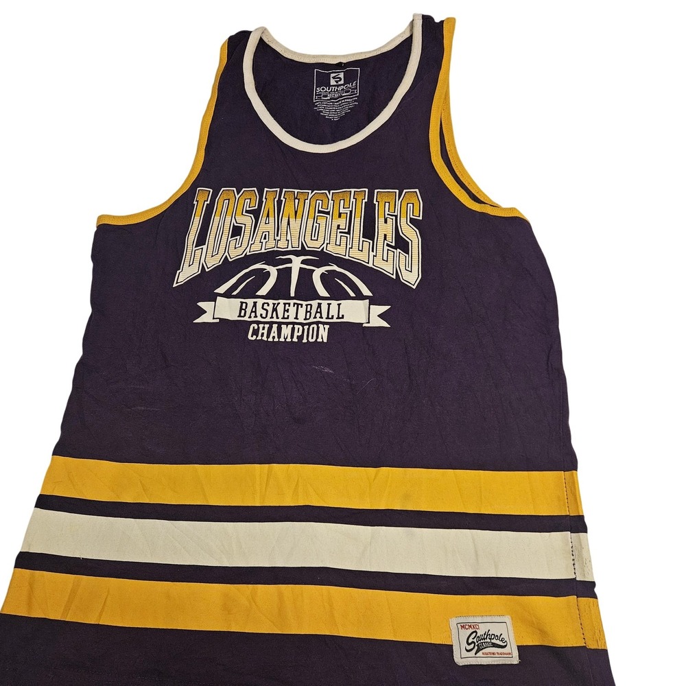 Los Angeles Basketball Tank Shirt Mens Large Purple Gold NBA‎ Champion Southpole
